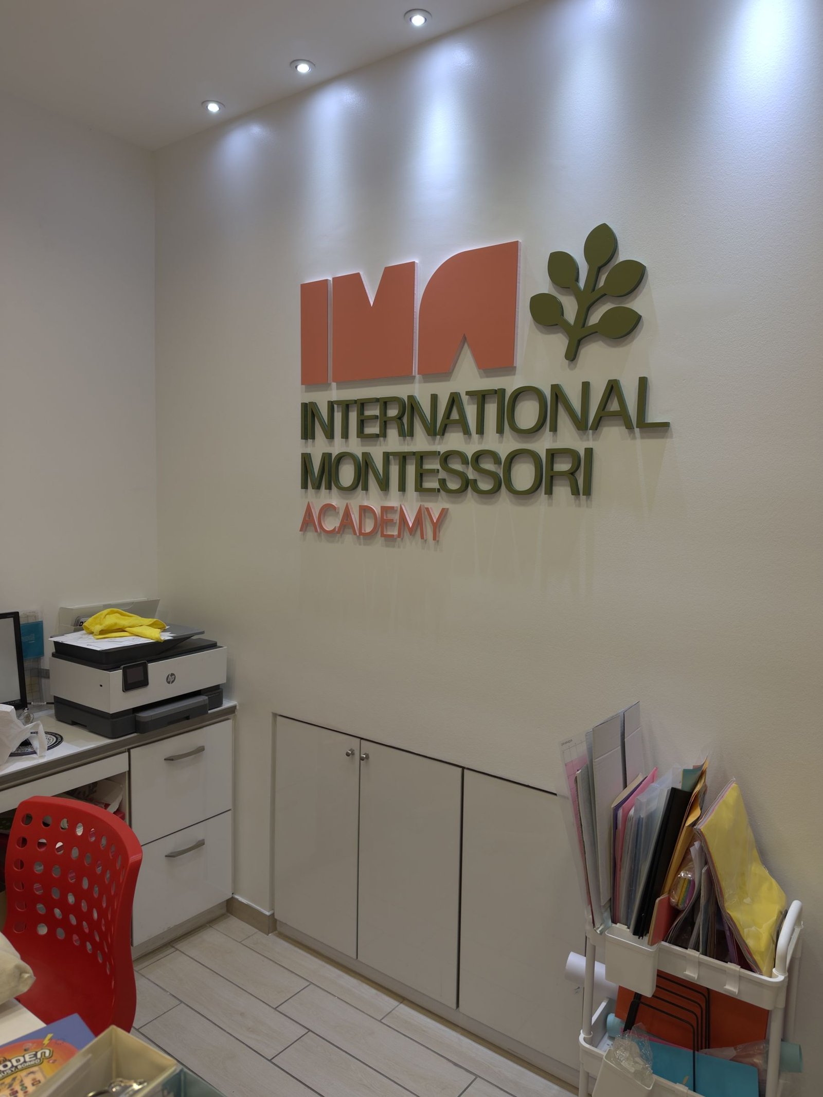 Wall logo sign for International Montessori Academy